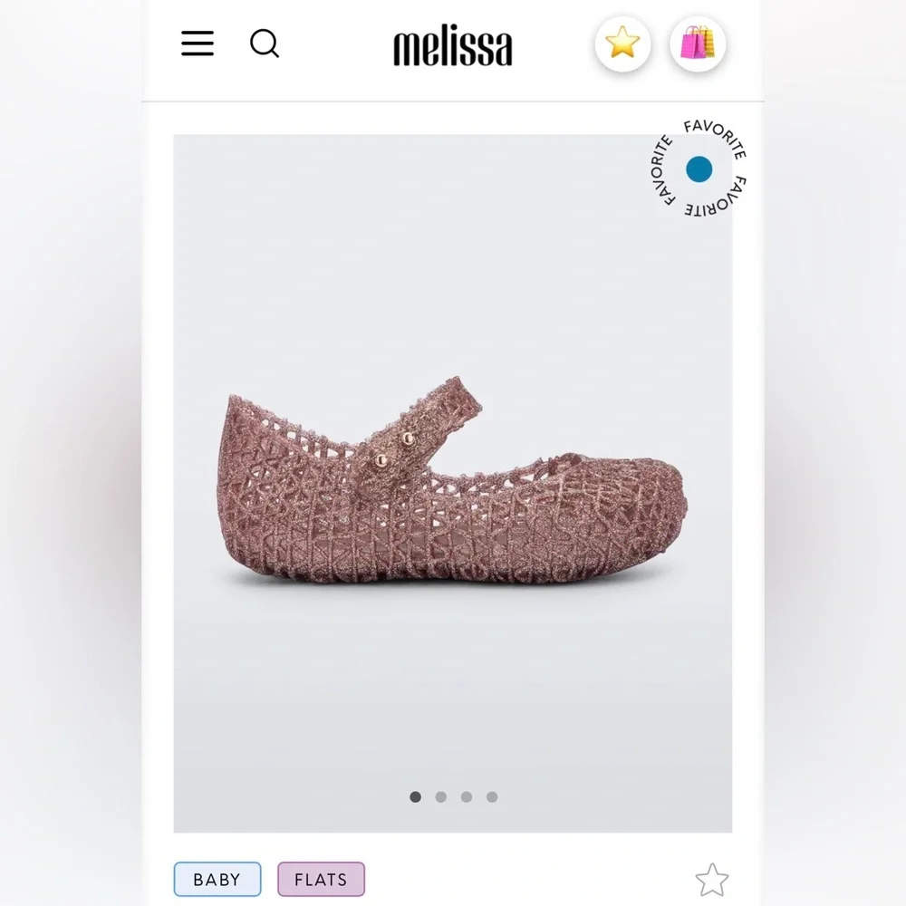 NWT MINI MELISSA Campana Kids Flats In Rose Gold Glitter Size 6T